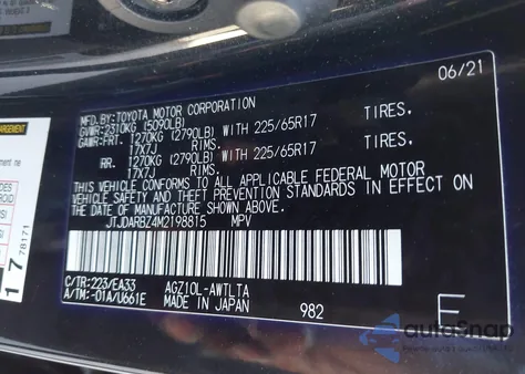 2021 Lexus Nx 300 z USA, uszkodzony, nr VIN JTJDARBZ4M2198815